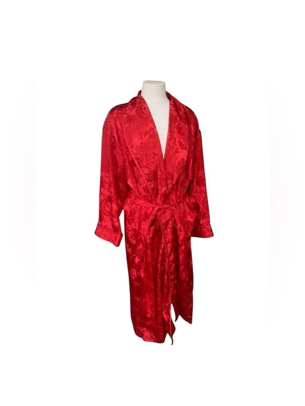 Vntg 90’s gold label Victoria’s Secret red brocade robe with sash size m/l